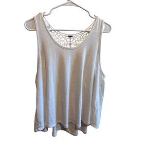 Poof Women's White Lack Back Tank Top Cotton Blend Sz L